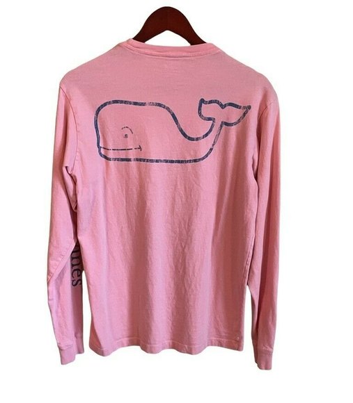 Vineyard Vines T Shirt Womens Size Small Short Sleeve Pink Whale Logo Pocket - Picture 2 of 8